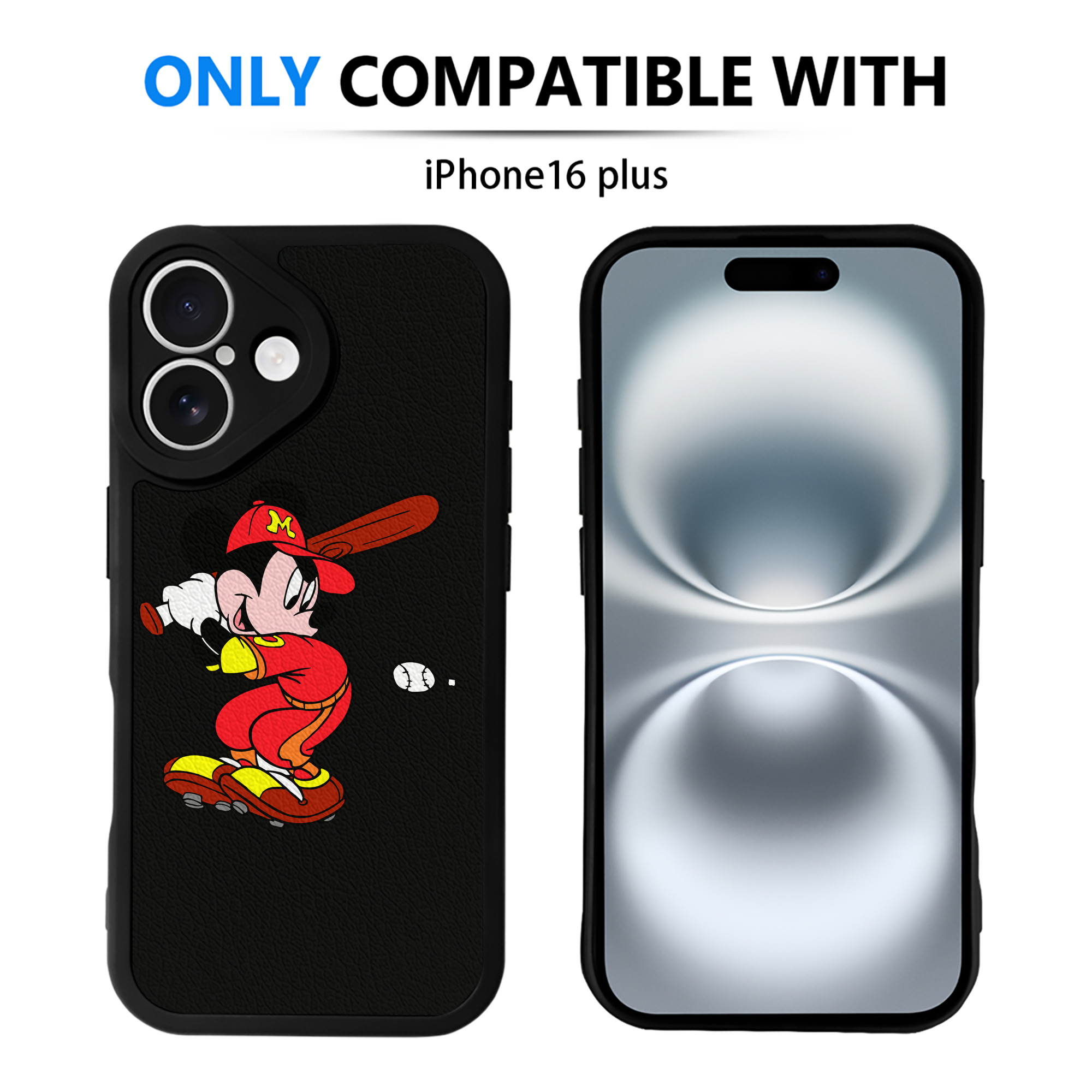 （画像用） ミッキーマウス Mickey Mouse 【iPhone 16シリーズ対応】シリコンスマホケース（レザー調） 材質：シリコン